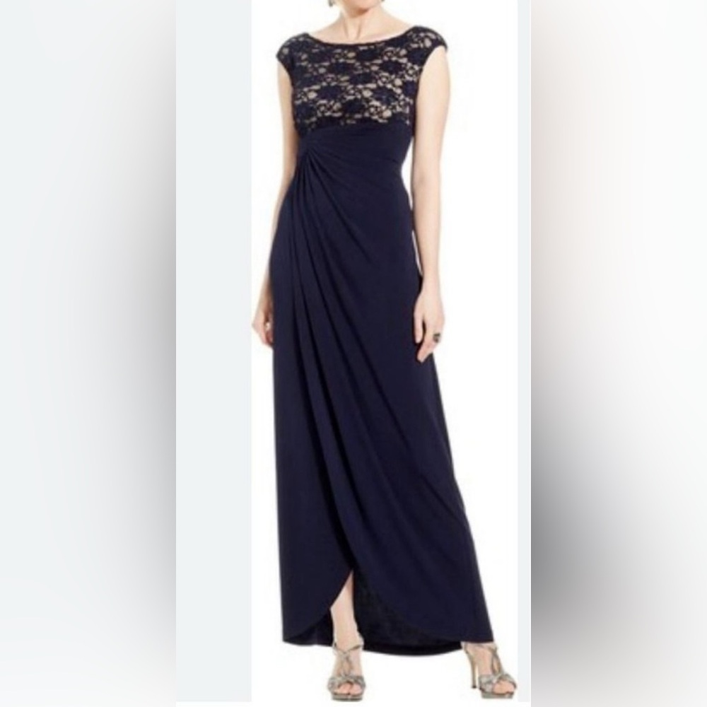 Connected Apparel Navy Cocktail or Formal Maxi Dress, like new, worn once, Sz 14